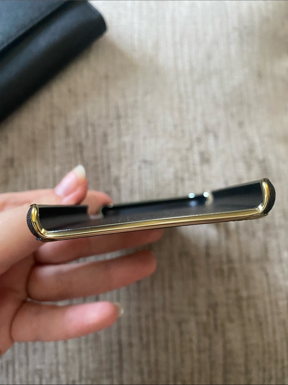 kate spade Black Saffiano Leather Fold Wallet with Gold Logo Plus Phone Case - Picture 9 of 15
